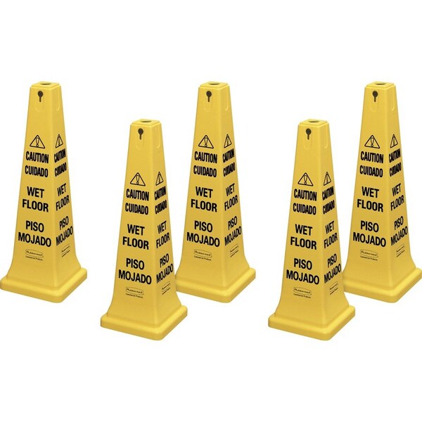 36" Safety Cone, 36" Height, 12.2" Width, Plastic, Cone, Spanish; English